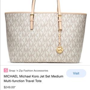 NWT -Michael Kors jet set travel tote purse - vanilla